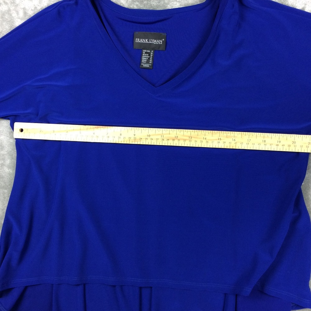 Frank Lyman Design Top Womens 8 Tunic Shirt Layered 3/4 Sleeve Blue Stretch - Picture 7 of 11